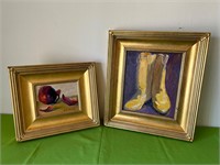 2 Linda Davidson Original Paintings Yellow Boots +