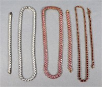(3) Sterling Silver Tennis Necklace & Bracelet Set