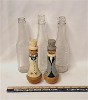 Vintage Ketchup Bottles w Wood S & P