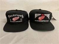 2 1995 Detroit Red Wings Champions Hats