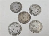 5- 1903 Barber Silver Quarters
