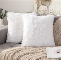 ( New ) ANRODUO Pack of 2 White Throw Pillows