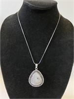 Rainbow Moon Stone Pendant Necklace with Chain
