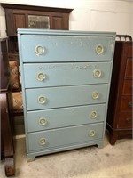 Vintage Blue Painted Chest of Drawers