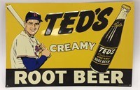 Teds Creamy Root Beer Metal Advertising Sign