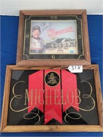 Dale Earnhardt Clock, & Framed "Michelob" Sign
