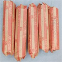 (5) Rolls of 1956-D Wheat Cents.