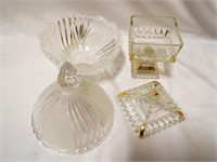 Crystal Clear & Frosted Lidded Candy Dish & OLD