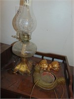 Goofus Glass Type Oil Lamp, plus