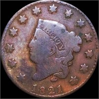 1821 Coronet Head Large Cent NICELY CIRCULATED