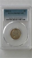 GRADED 1991-S US Five Cent Coin