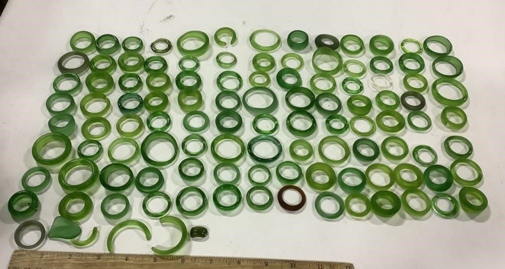 112 glass rings & pieces