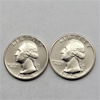 2- 1974 S WASHINGTON PROOF QUARTERS GEMBU DCAM