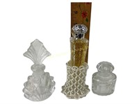 Glass perfume bottles with stoppers