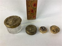 Gold tone jewelry/pill container vintage, trinket