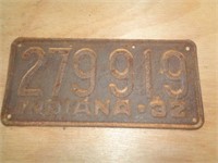 1932 INDIANA LICENSE PLATE