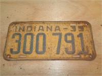 1939 INDIANA LICENSE PLATE