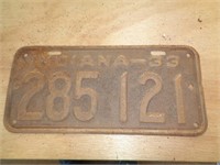 1933 INDIANA LICENSE PLATE