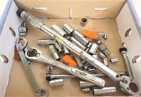 Flat of Assorted Sockets & Torque Wrench