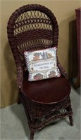 Wicker chair and pillow