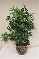 Indoor Artificial Lady Palm Tree w/ Black/Gold pot