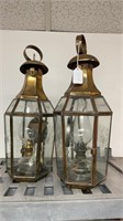 Pair of Antique Brass Lanterns