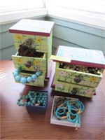 Fun Costume Jewelry in 2 Decorative Chests