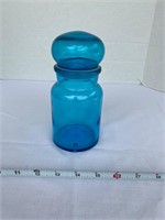 Blue Stained Glass Jar with Lid