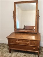 Vintage Burlwood Dresser with Mirror
