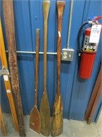 Three vintage boat oars