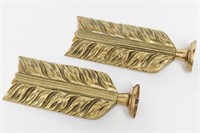 Curtain Pole Ends, Gilt Brass as Stylized Feathers