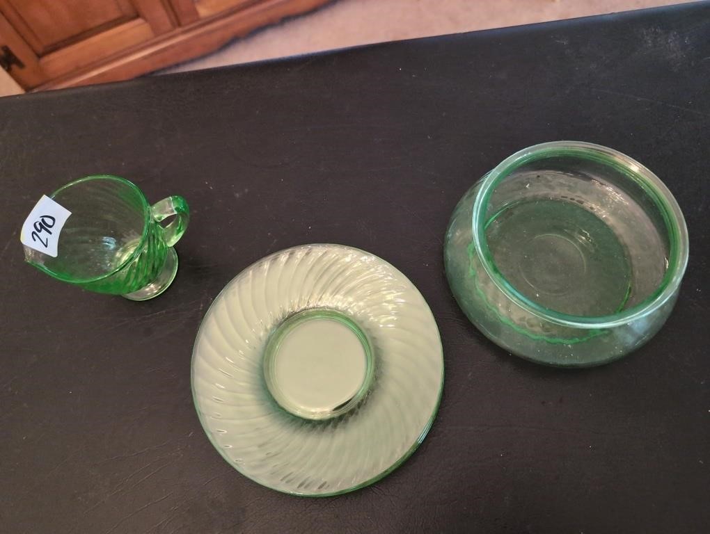 Green depression swirl 6pcs