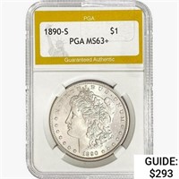 1890-S Morgan Silver Dollar PGA MS63+