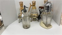 (3) mid century glass coffee pot carafe gold