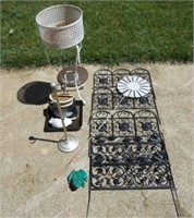 Lot of Metal Yard Art and Flower Pot Stand