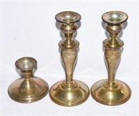 Pr. of 8” sterling silver weighted candlesticks