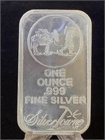 1 oz. .999 Fine Silver Bar, (SilverTowne)