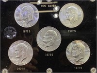 5- 40% Eisenhower Dollars, 1971-S - 1976-S, 5 x $