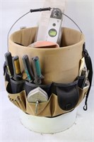 5 GALLON BUCKET TOOL CADDY WITH TOOLS, OIL BOTTLES