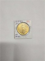 1908 Saint Gaudens $20 Gold Piece No Motto