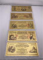 Gold Foil Notes 5pc Lot