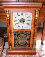 Seth Thomas ogee mantel clock with reverse decorat