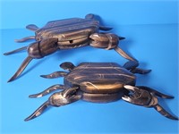 TWO BEAUTIFUL WOODEN CRAB TRINKET BOXES-NICE