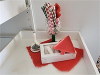 Christmas bell, tray, place holders, cloth