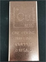 1 Pound bar of fine copper