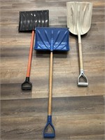 Two (2) snow shovels, scoop shovel