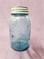 Vintage Blue Ball Canning Jar w/Zinc lid
