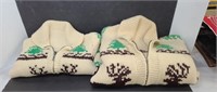 Hand made match adult and child sweaters.
Adult