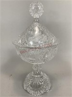 Clear Cut and Etched Glass Compote