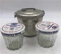 Three Piece Jello Molds Tin One Stamped Made In